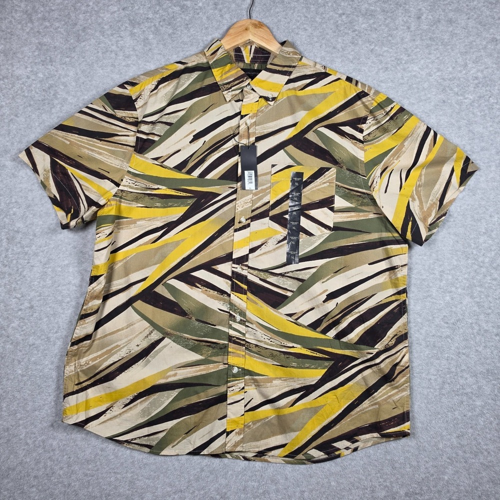 Banana Republic Shirt Mens Size XL Short Sleeve Slim Fit BD Artistic Camo Summer